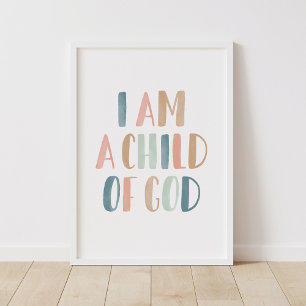 Poster Eu sou uma Criança de Deus Decoração de Sala de Me