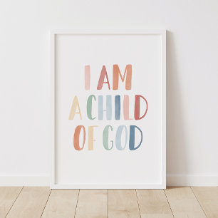 Poster Eu sou uma Criança de Deus, Rainbow Kids Room Deco