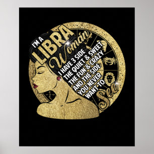 Poster Eu sou uma mulher Libra Eu tenho três ao lado do 