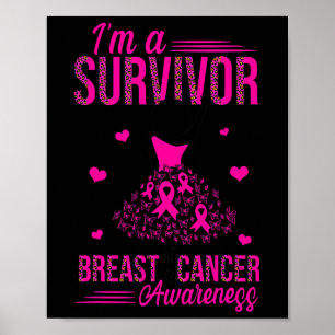 Poster Eu sou uma sobrevivente de fita rosa mulheres amam