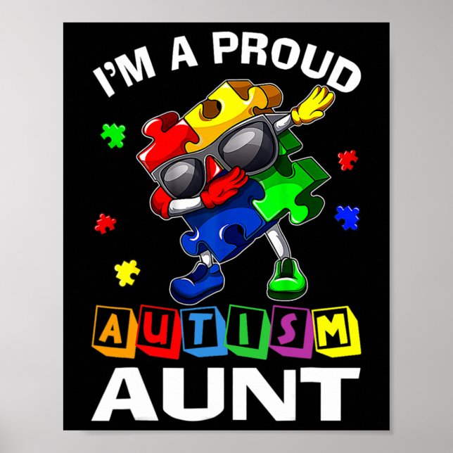 Poster Eu sou uma tia autista orgulhosa Tia Autismo Sensi (Frente)