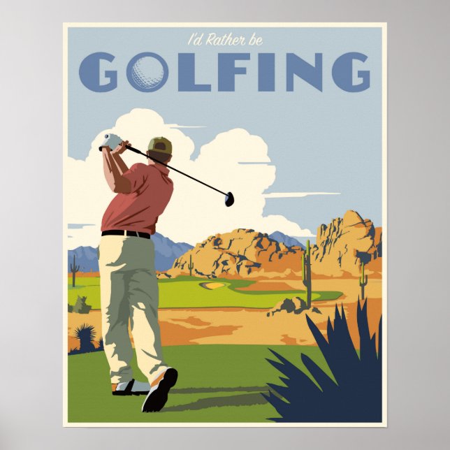 Póster Eu também ia preferencialmente a jogar golfe! (Frente)