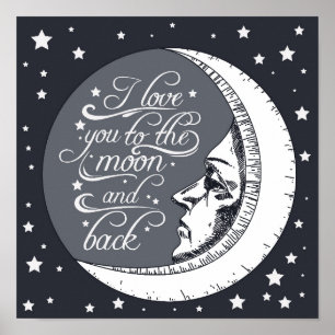 Póster Eu te amo à lua e à parte traseira