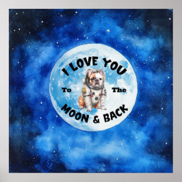 Poster Eu Te Amo À Lua E Ao Buldogue Francês De Volta