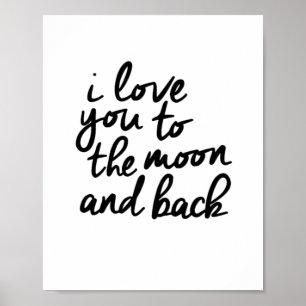 Poster Eu Te Amo Até a Lua e de Volta Citação Inspiradora