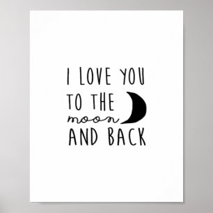 Poster Eu Te Amo Até a Lua e de Volta Coração Minimalista
