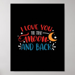 Poster Eu Te Amo Até a Lua e de Volta Letreiro Romântico