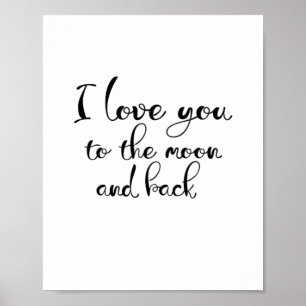 Poster Eu Te Amo Até a Lua e de Volta Romântico Clássico