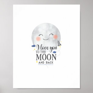 Poster Eu Te Amo Até a Lua e de Volta Sincero Estilo Mode