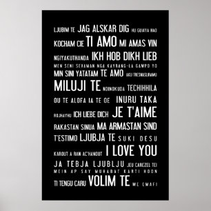 Poster "Eu te amo" em diferentes línguas
