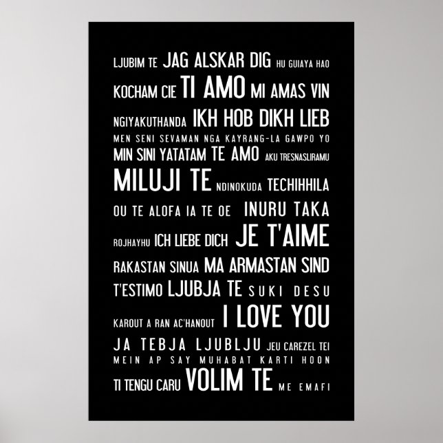 Poster "Eu te amo" em diferentes línguas (Frente)