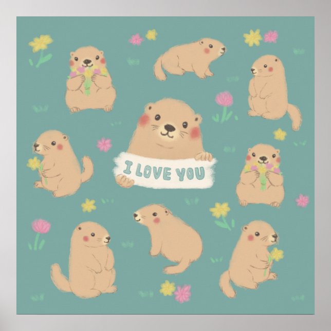 Poster Eu Te Amo, Ilustração Marmots (Frente)