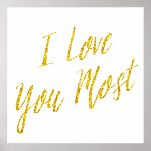 Poster Eu Te Amo Mais, Citando O Dourado Faux Glitter Met