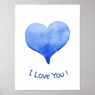 Poster Eu Te Amo Namorados De Coração Azul