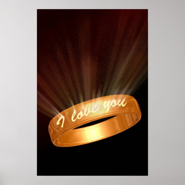 Póster "Eu te amo" Ouro Ring (Frente)