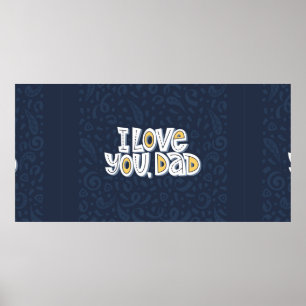 Poster Eu te amo, pai. Bright lettering aspas no dar