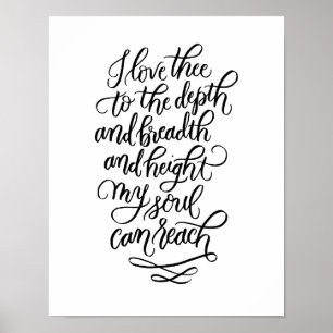 Póster Eu Te Amo Poema com Letra à Mão em Preto