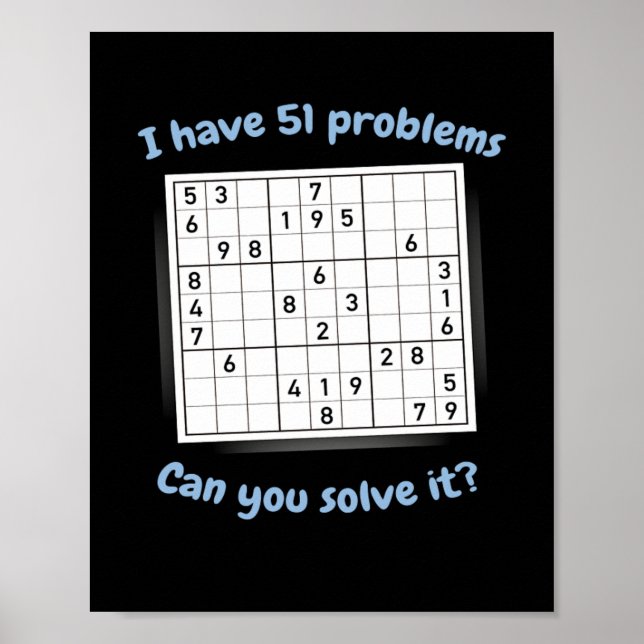 Poster Eu Tenho 51 Problemas Sudoku Quebra-cabeça Japão (Frente)