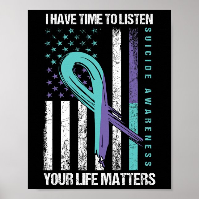 Poster Eu Tenho Tempo Para Ouvir Problemas De Vida Suicíd (Frente)