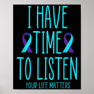 Poster Eu Tenho Tempo Para Ouvir Suicídio Sensibilização