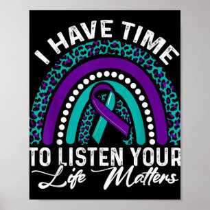 Poster Eu Tenho Tempo Para Ouvir Suicídio Sensibilização 
