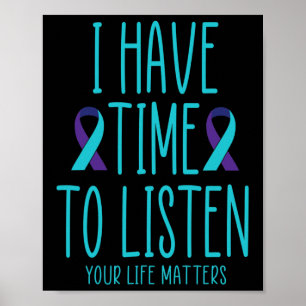 Poster Eu Tenho Tempo Para Ouvir Suicídio Sensibilização