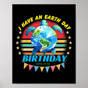 Poster Eu Tenho Uma Tartaruga Marinha De Aniversário No D