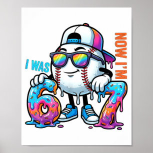 Poster Eu tinha 6 agora tenho 7 aniversário beisebol meni