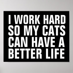 PÓSTER EU TRABALHO DURO PARA QUE GATOS POSSAM TER UM SINA
