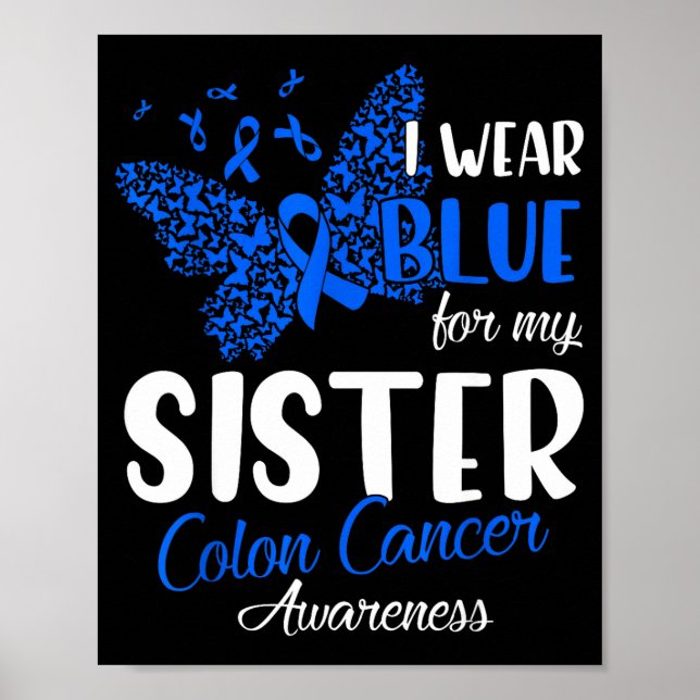 Poster Eu uso azul para a conscientização do câncer de có (Frente)