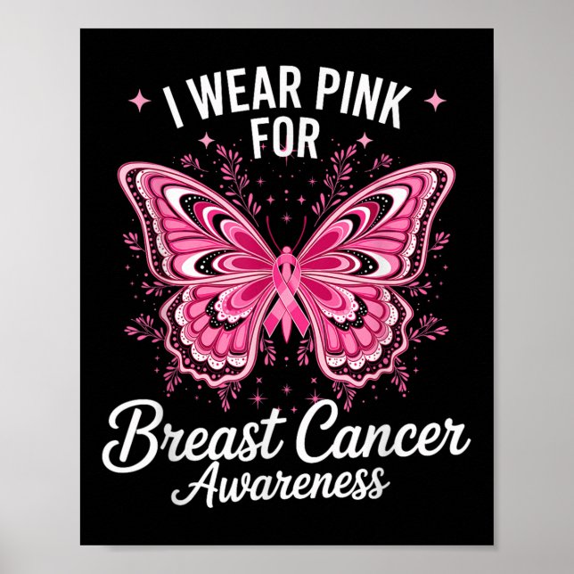 Poster Eu Uso Rosa Para a Conscientização do Câncer de Ma (Frente)