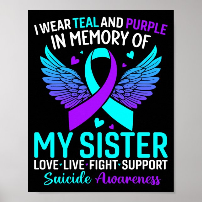 Poster Eu Uso Verde e Roxo Para a Prevenção Pelo Meu Irmã (Frente)