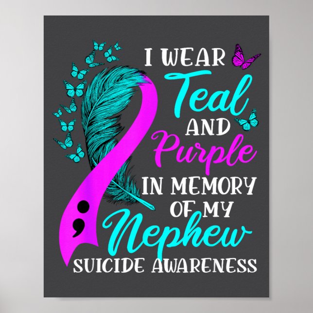 Poster Eu Uso Verde Teal Roxo Em Memória Do Suicídio Do M (Frente)