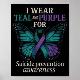 Poster Eu Uso Verde Teal Roxo Para Conscientização de Pre