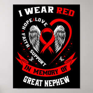 Poster Eu Uso Vermelho Em Memória Da Doença Cardíaca Do M