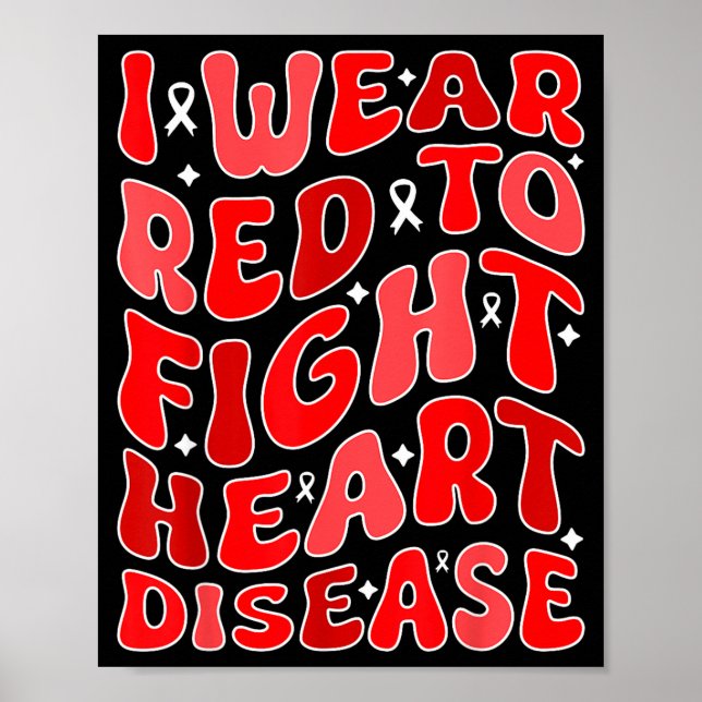 Poster Eu Uso Vermelho Para Combater a Doença Cardíaca Gu (Frente)