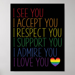 Poster Eu Vejo Aceito Respeito Apoio Admiro Amo Você Lgbt