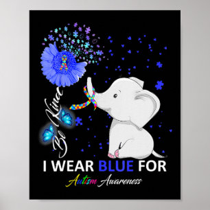 Poster Eu Visto Azul Autismo Sensibilização Elefante Corr
