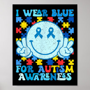 Poster Eu Visto Azul Para A Consciência Autista Mês Homen