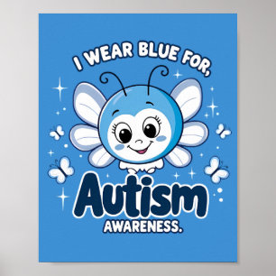 Poster Eu visto azul para a consciência do autismo