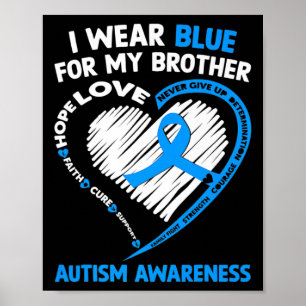 Poster Eu Visto Azul Para A Consciência Do Autismo Irmão