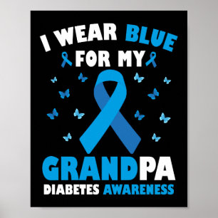 Poster Eu Visto Azul Para A Consciência Do Meu Avô Diabet