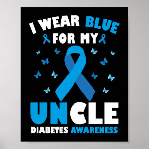 Poster Eu Visto Azul Para A Consciência Do Meu Tio Diabet