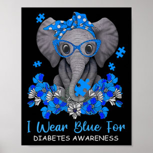 Poster Eu Visto Azul Para A Sensibilização Do Elefante Co