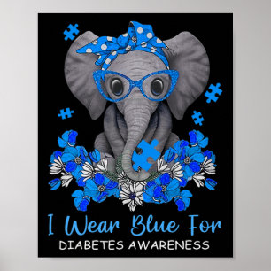 Poster Eu Visto Azul Para A Sensibilização Do Elefante Co