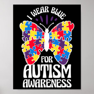 Poster Eu Visto Azul Para Autismo Sensibilização Borbolet