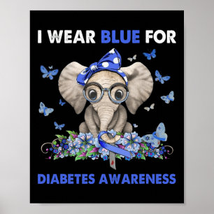 Poster Eu visto azul para elefantes conscientes da diabet
