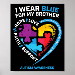Poster Eu Visto Azul Para Meus Irmãos Crianças Autismo Se