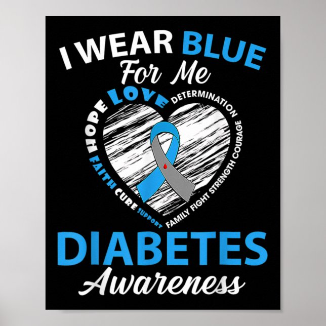 Poster Eu Visto Azul Para Mim Mês De Consciência Da Diabe (Frente)