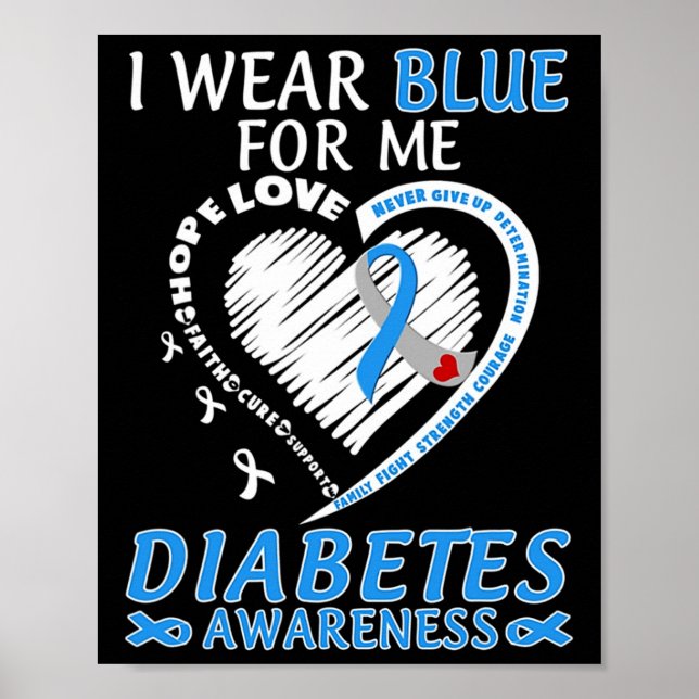Poster Eu Visto Azul Para Mim Sensibilização Diabetes Fit (Frente)